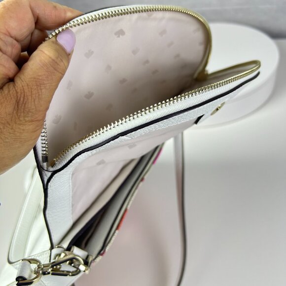 Kate Spade New York White Detachable Strap Leila Striped Canvas Shoulder Bag - Picture 7 of 16